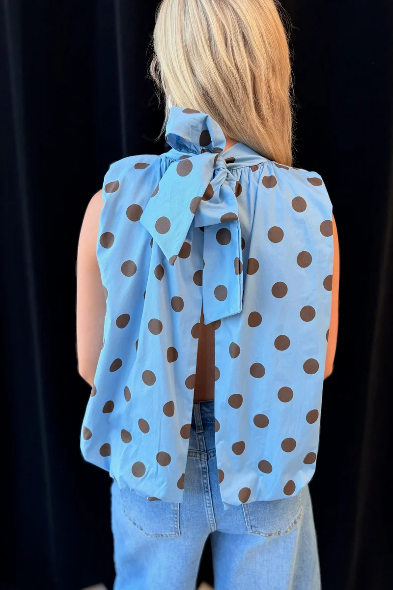 Dot Bow Top | Sky Blue