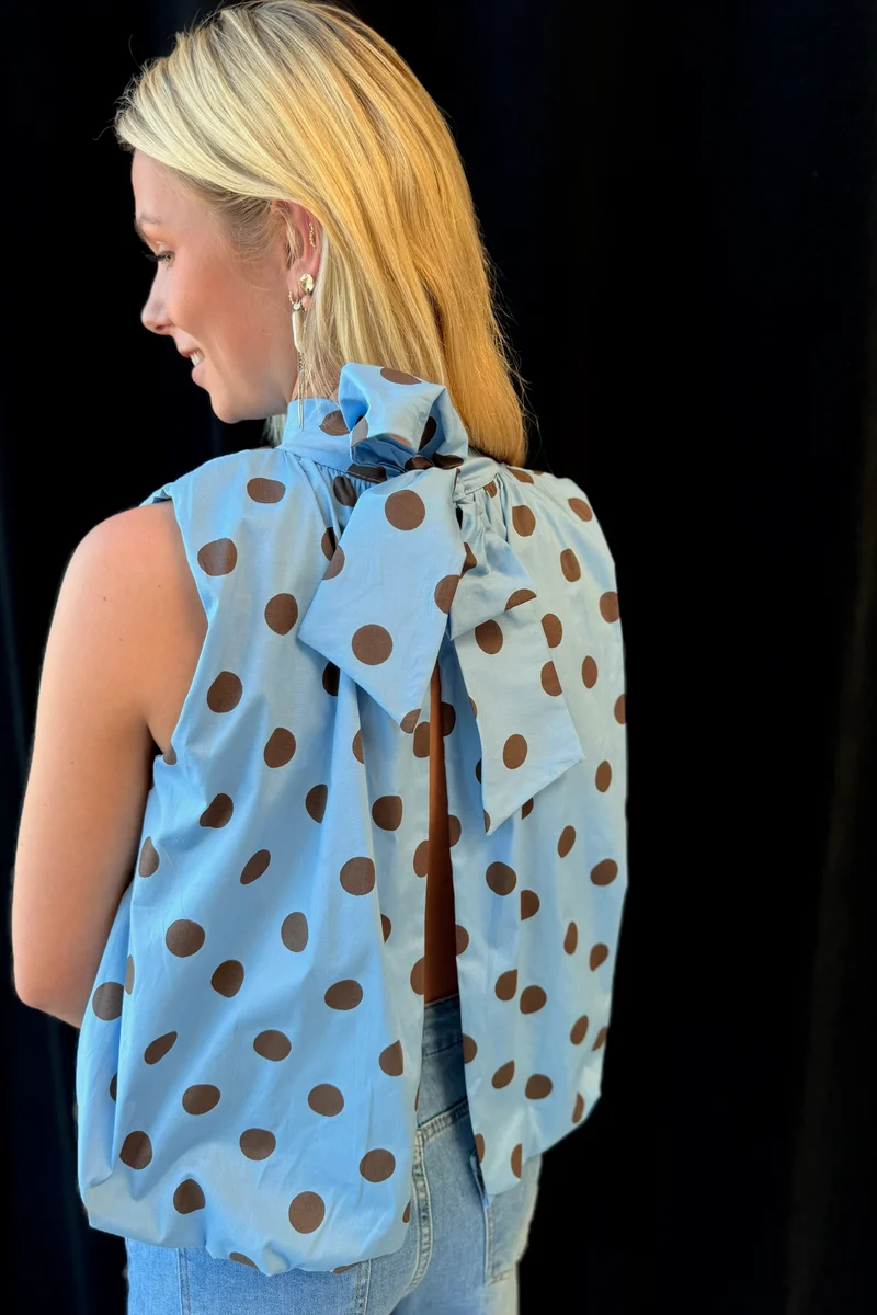 Dot Bow Top | Sky Blue