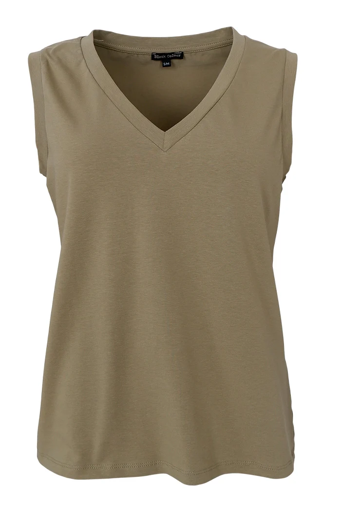 May V-Neck Top | Lt. Army | Top fra Black Colour