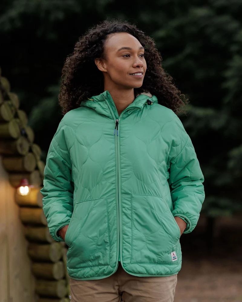Earthy Sherpa gefütterte Isolierjacke - Grüntanne
