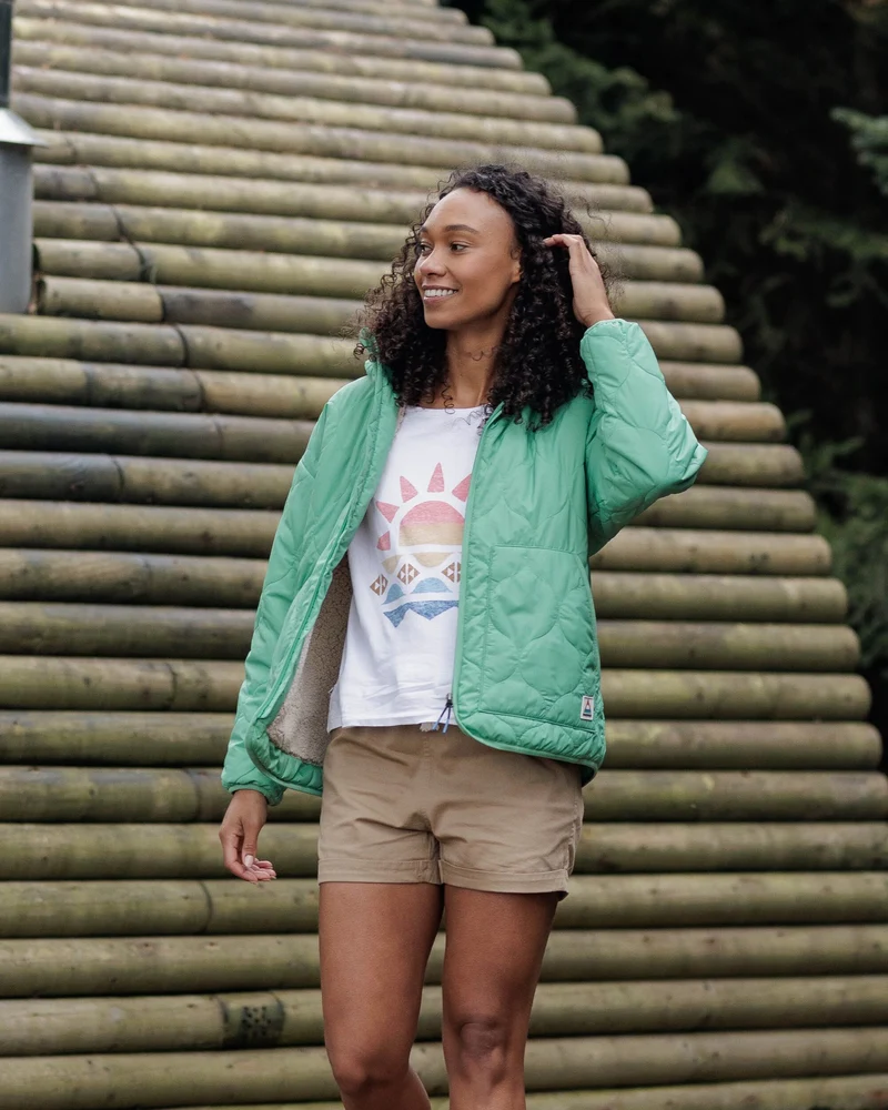 Earthy Sherpa gefütterte Isolierjacke - Grüntanne