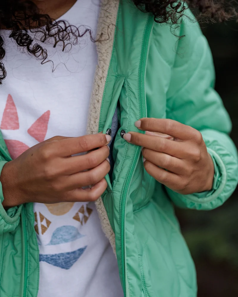 Earthy Sherpa gefütterte Isolierjacke - Grüntanne