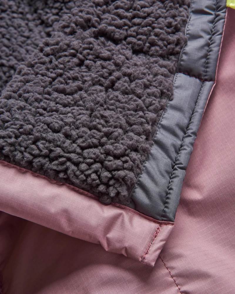 Waves Sherpa Lined Surf-Poncho - Grape / Charcoal