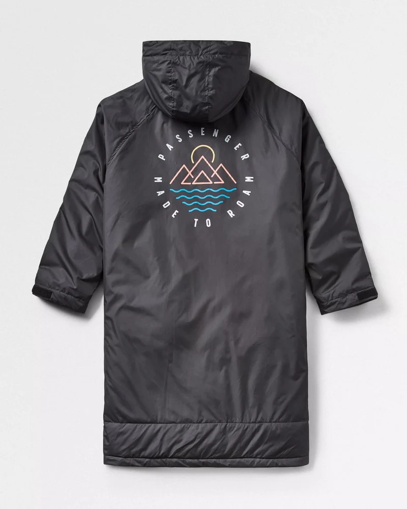 Escapism Handtuch-gefütterter Surf-Poncho - Schwarz