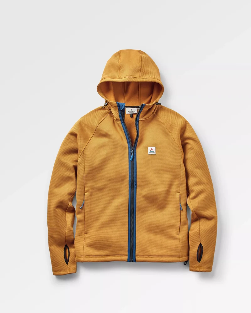 Vertical Reißverschluss Kapuzenfleece - Staubiges Ocker