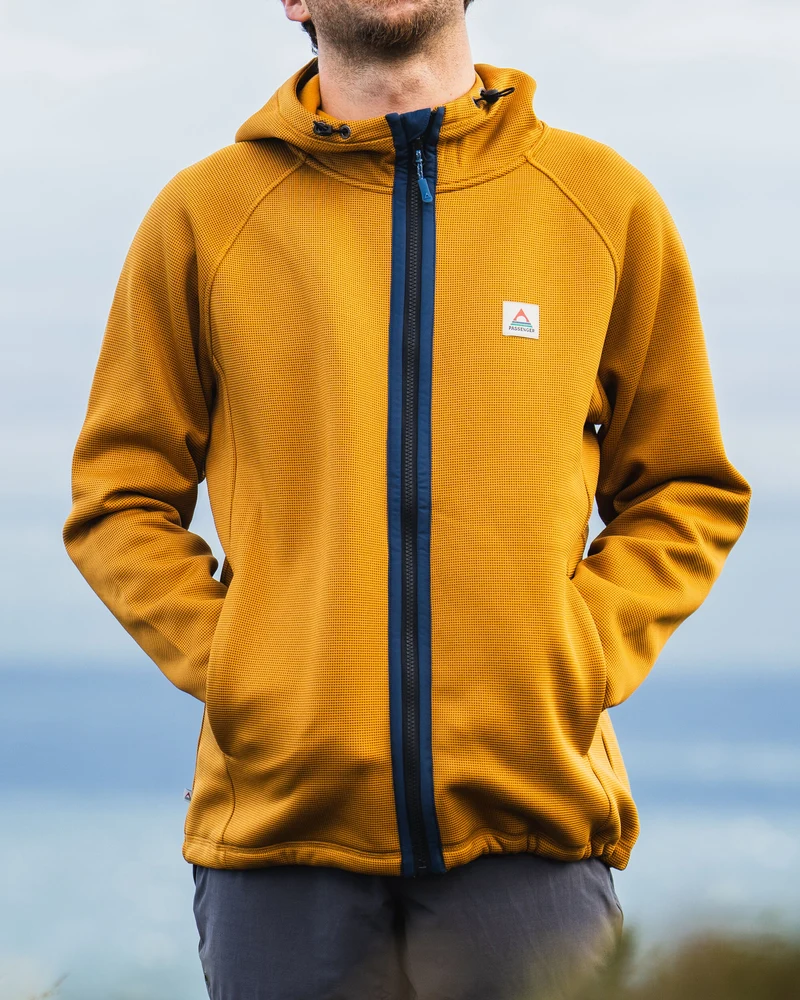 Vertical Reißverschluss Kapuzenfleece - Staubiges Ocker