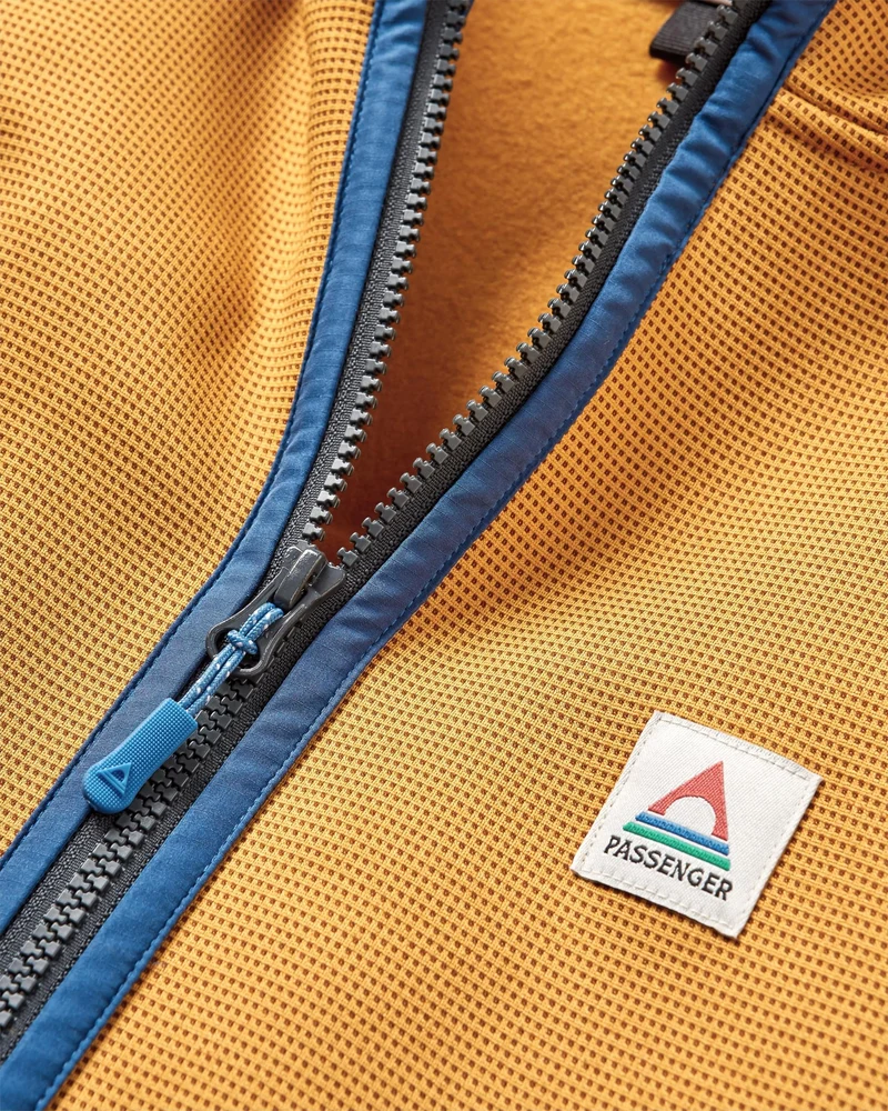 Vertical Reißverschluss Kapuzenfleece - Staubiges Ocker