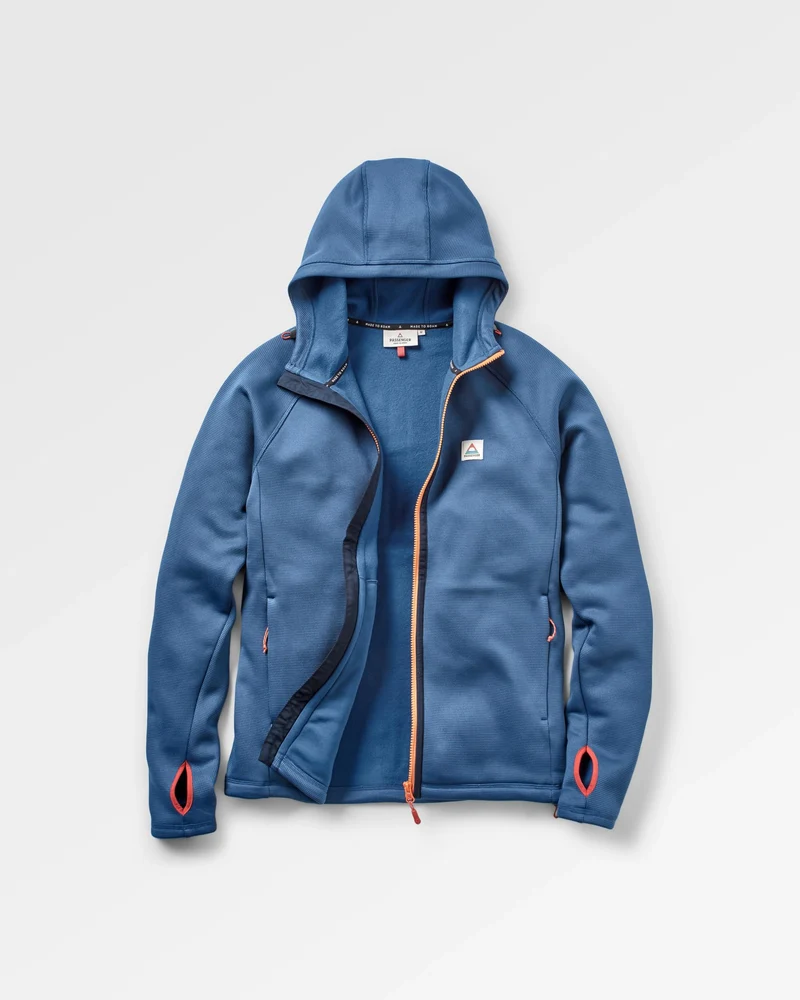 Vertical Full Zip Hooded Fleece - Dunkles Denim