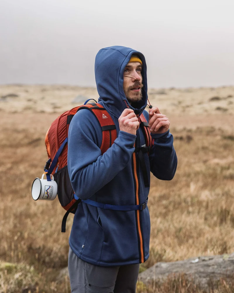 Vertical Full Zip Hooded Fleece - Dunkles Denim
