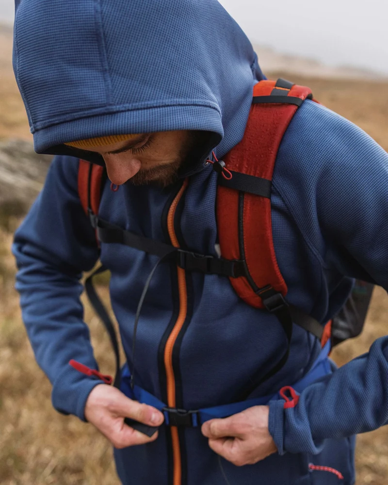 Vertical Full Zip Hooded Fleece - Dunkles Denim