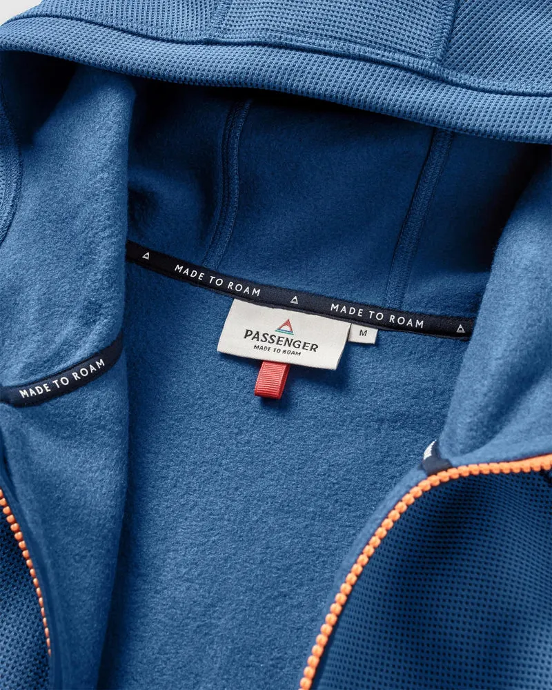 Vertical Full Zip Hooded Fleece - Dunkles Denim