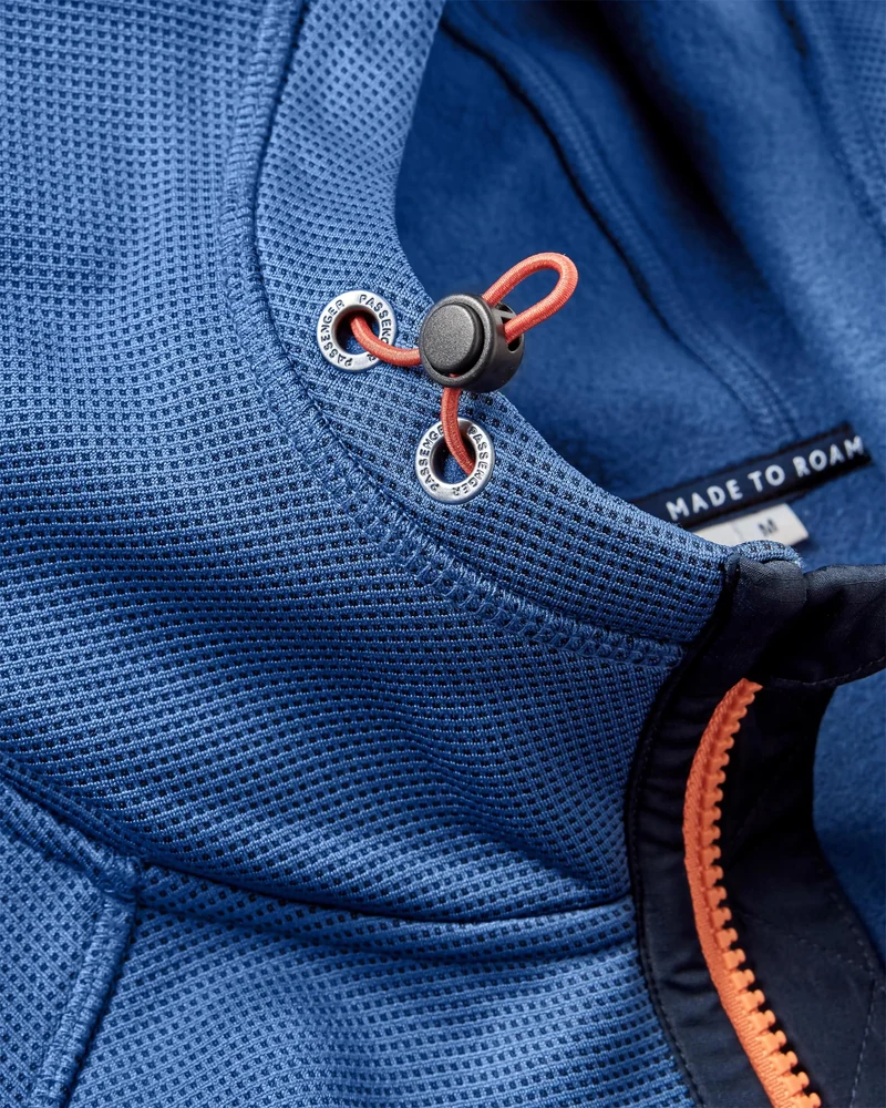 Vertical Full Zip Hooded Fleece - Dunkles Denim