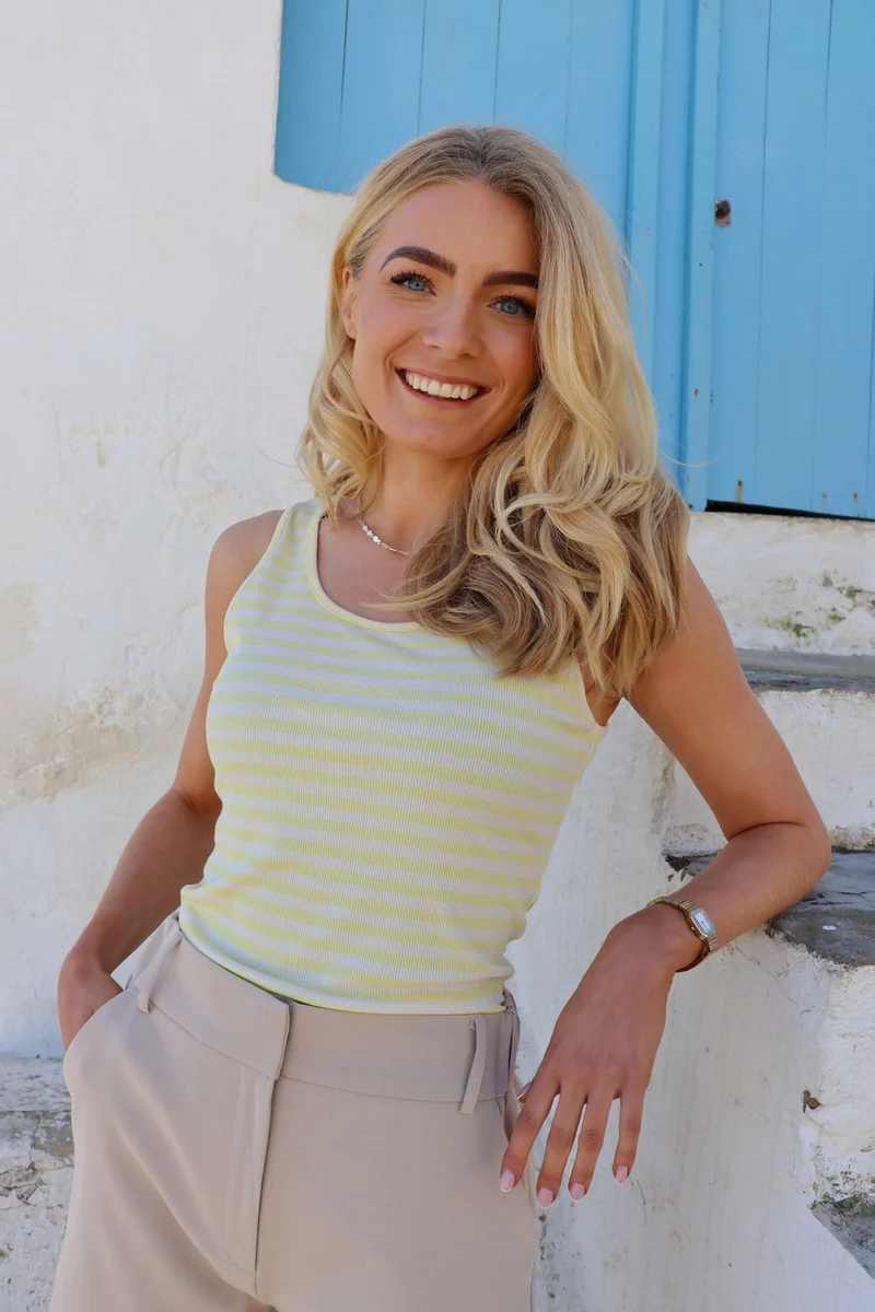Natalia Tank Top | Yellow Creme Stripe