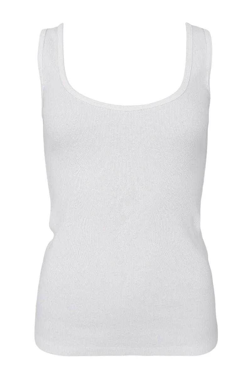 Vibs Rib Tank Top | Off White | Top fra Black Colour