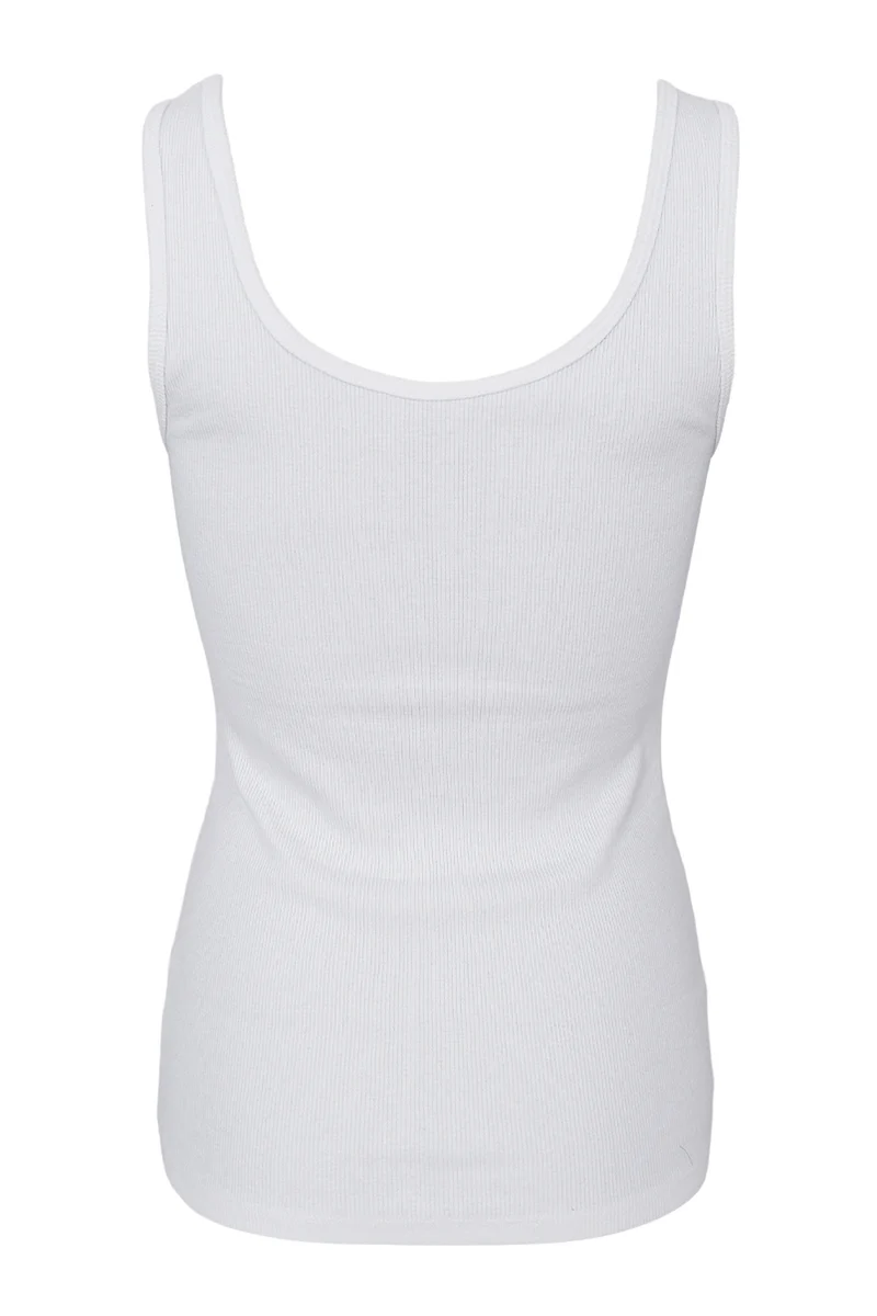 Vibs Rib Tank Top | Off White | Top fra Black Colour