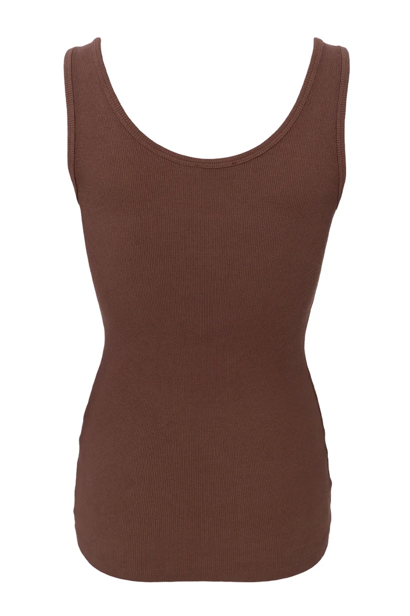 Vibs Rib Tank Top | Espresso | Top fra Black Colour