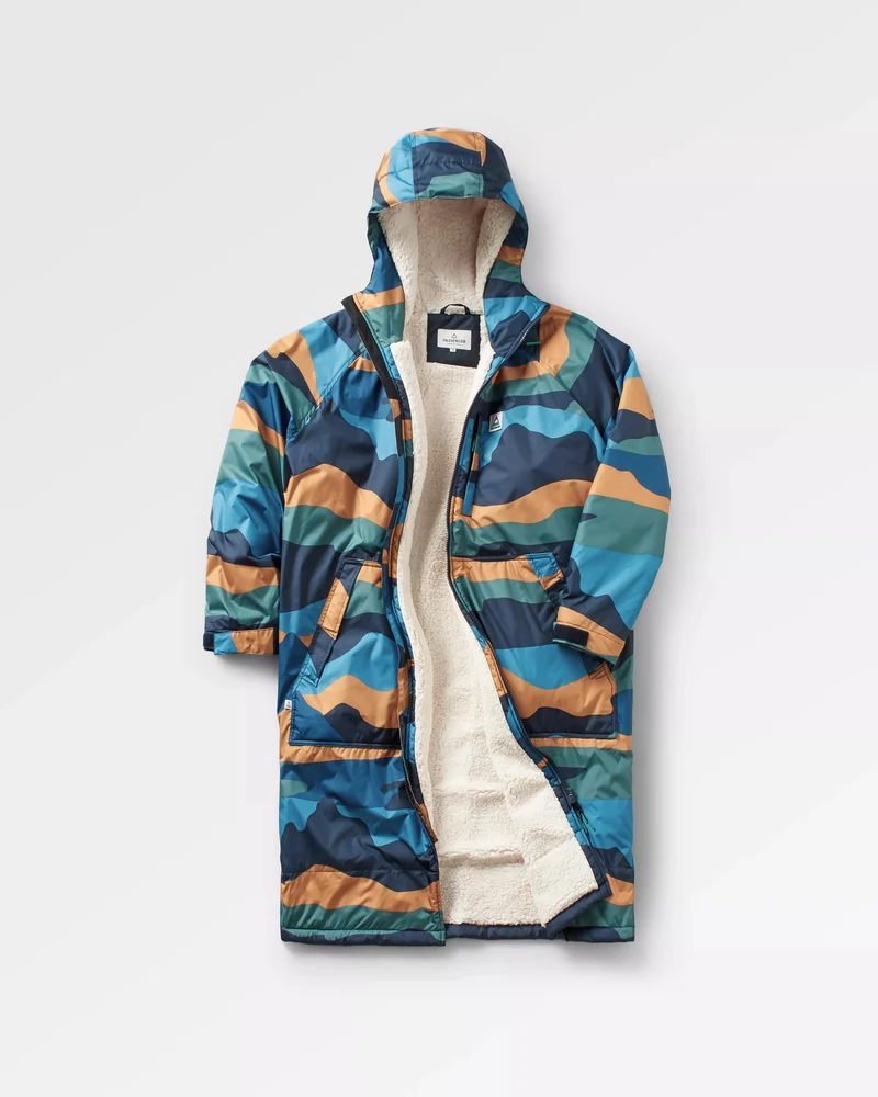 Waves Sherpa Lined Surf-Poncho - Scenic Navy