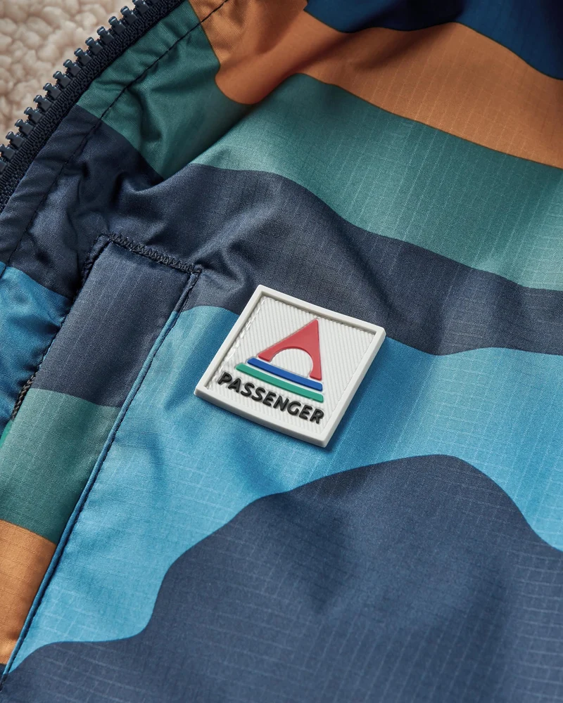 Waves Sherpa Lined Surf-Poncho - Scenic Navy