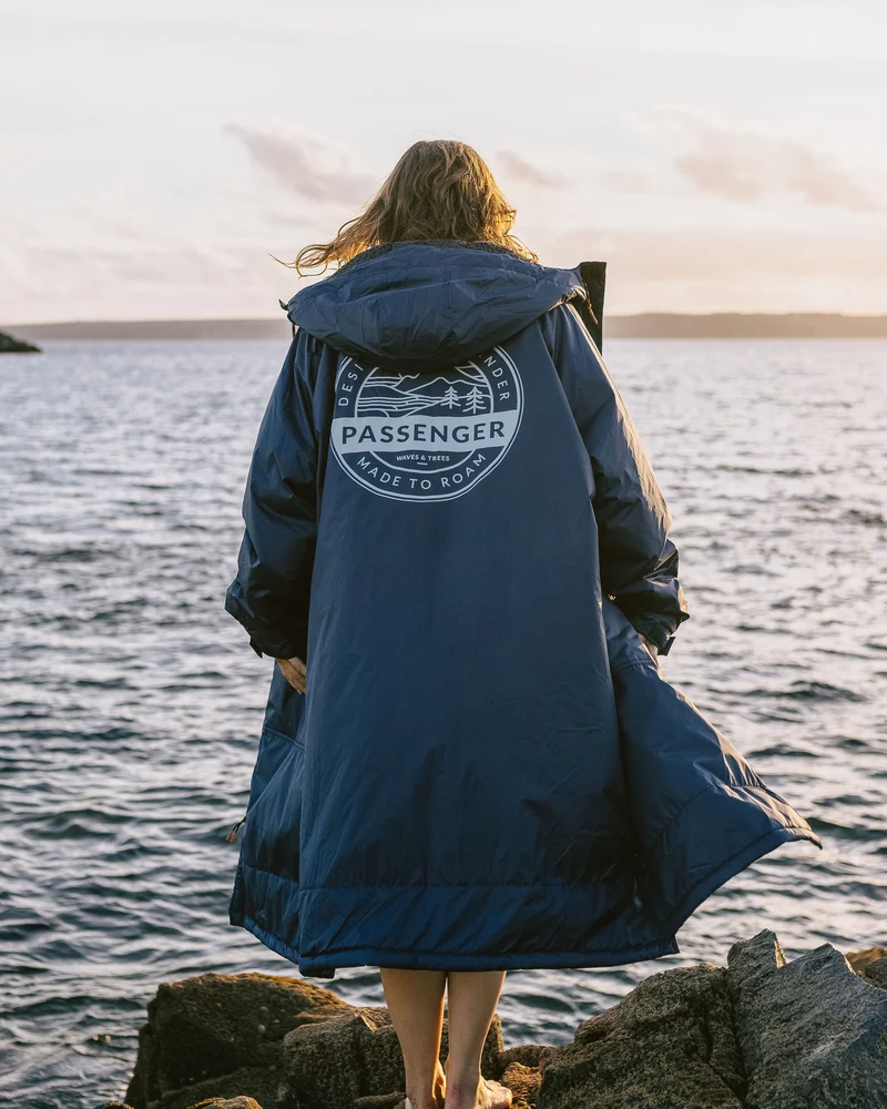 Waves Sherpa Lined Surf-Poncho - Rich Navy