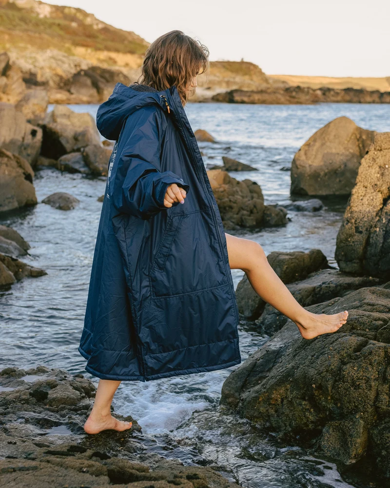 Waves Sherpa Lined Surf-Poncho - Rich Navy