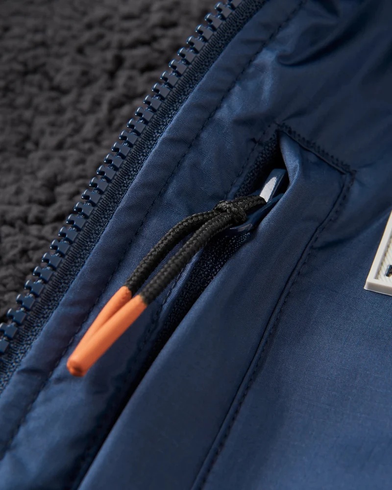 Waves Sherpa Lined Surf-Poncho - Rich Navy