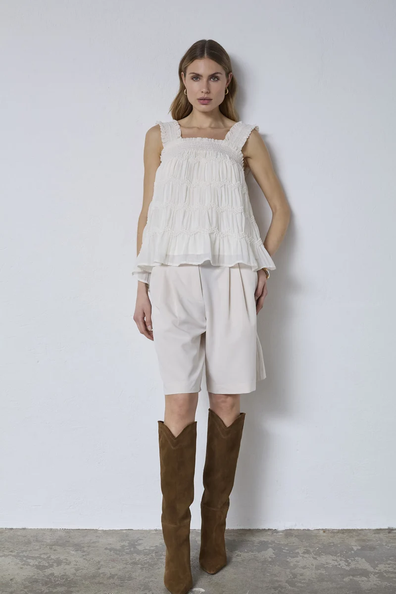 Jerrycc Smock Strap Top | Off White | Top fra Co'Couture