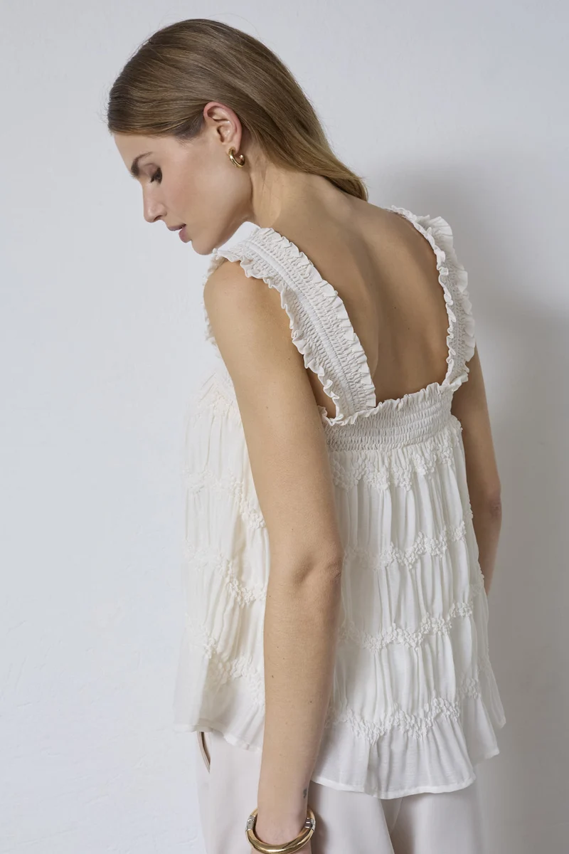 Jerrycc Smock Strap Top | Off White | Top fra Co'Couture