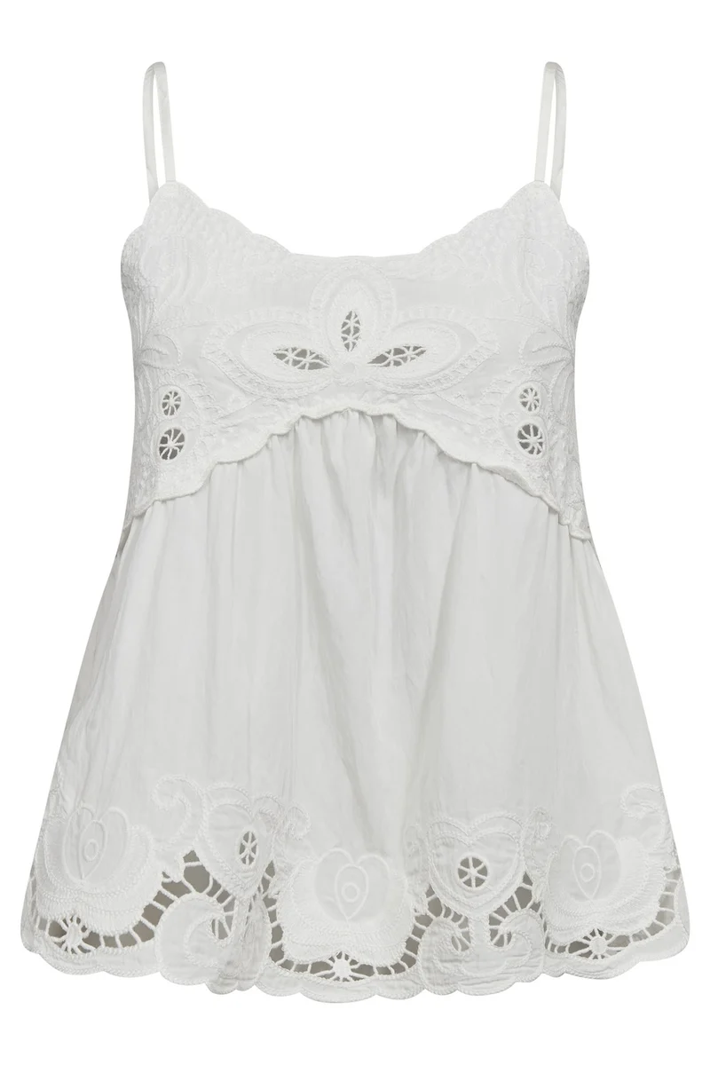 Astorcc Emb Singlet | White | Top fra Co'Couture