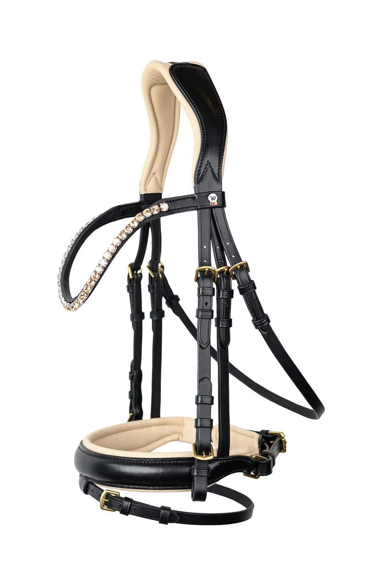 X-Line Ivory Trense mit kombiniertem Pullback-Reithalfter Black V