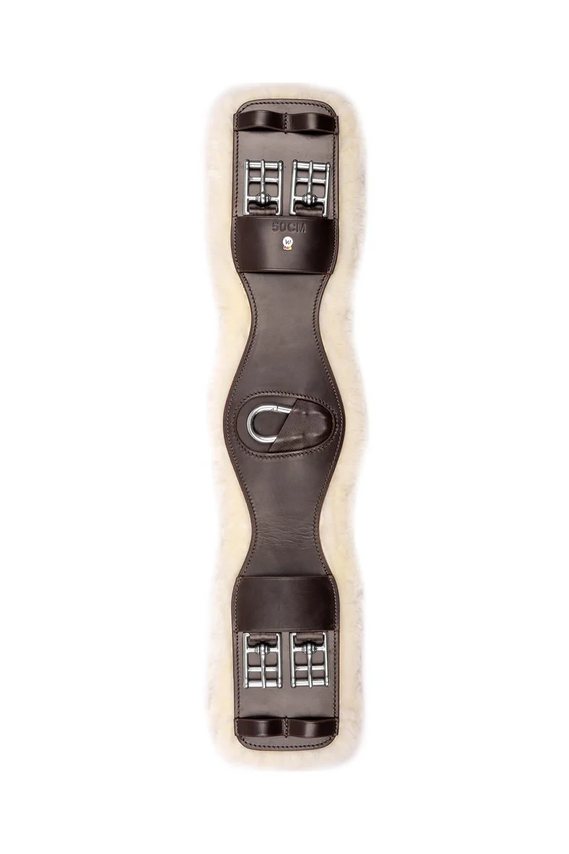 Ledergurt mit Eco-Wolle, Kurz Brown 50 cm