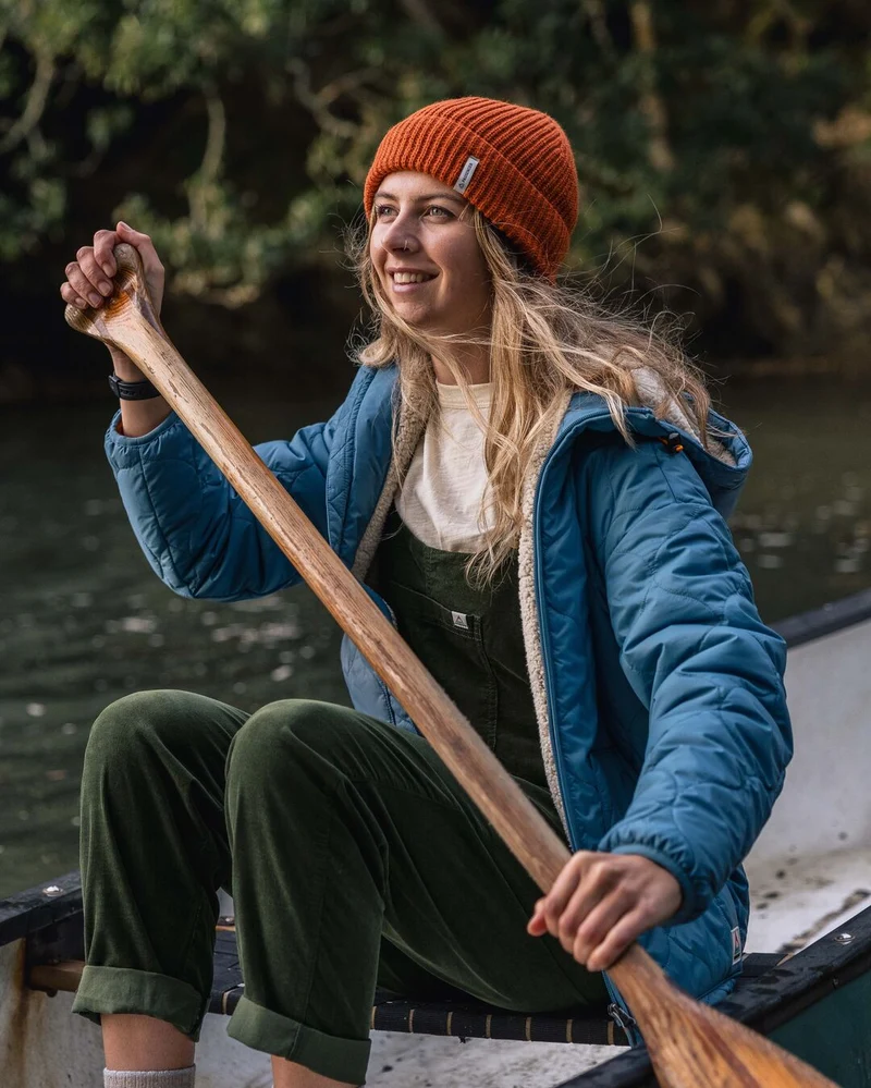 Earthy Sherpa gefütterte Isolierjacke - Gewaschenem Blau