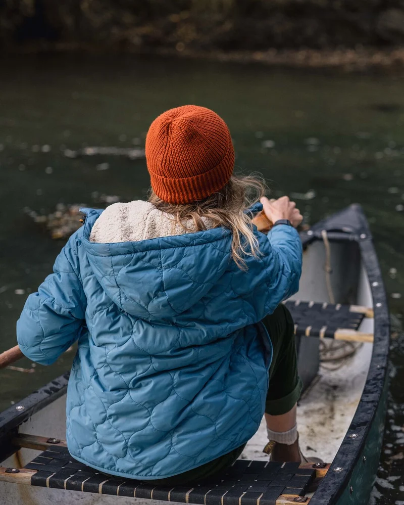 Earthy Sherpa gefütterte Isolierjacke - Gewaschenem Blau