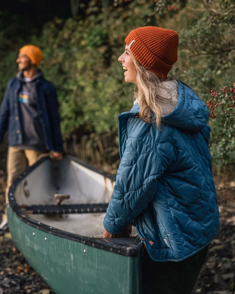 Earthy Sherpa gefütterte Isolierjacke - Gewaschenem Blau
