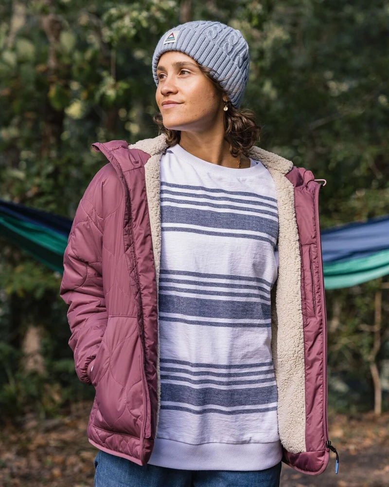 Earthy Sherpa gefütterte Isolierjacke - Crushed Berry