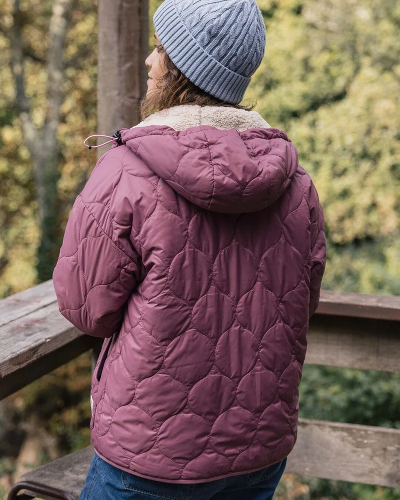Earthy Sherpa gefütterte Isolierjacke - Crushed Berry