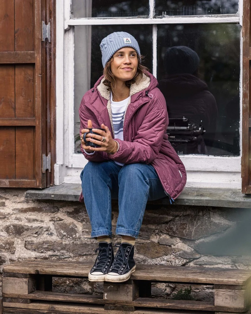 Earthy Sherpa gefütterte Isolierjacke - Crushed Berry
