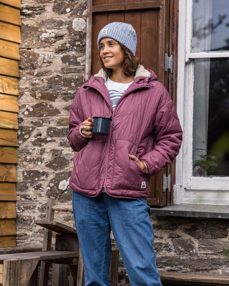 Earthy Sherpa gefütterte Isolierjacke - Crushed Berry
