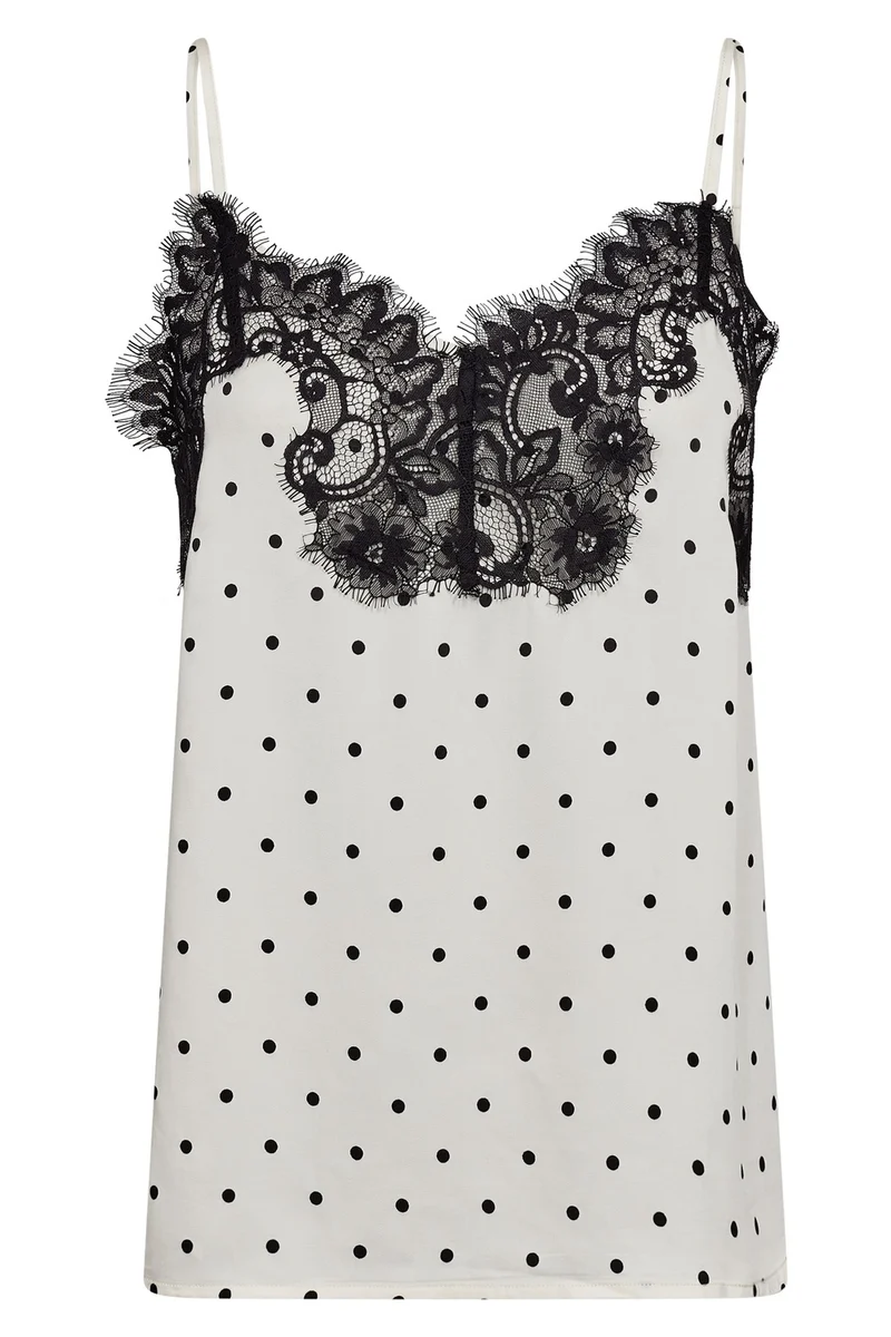 Amelicc Dot Lace Singlet | Off White | Top fra Co'Couture