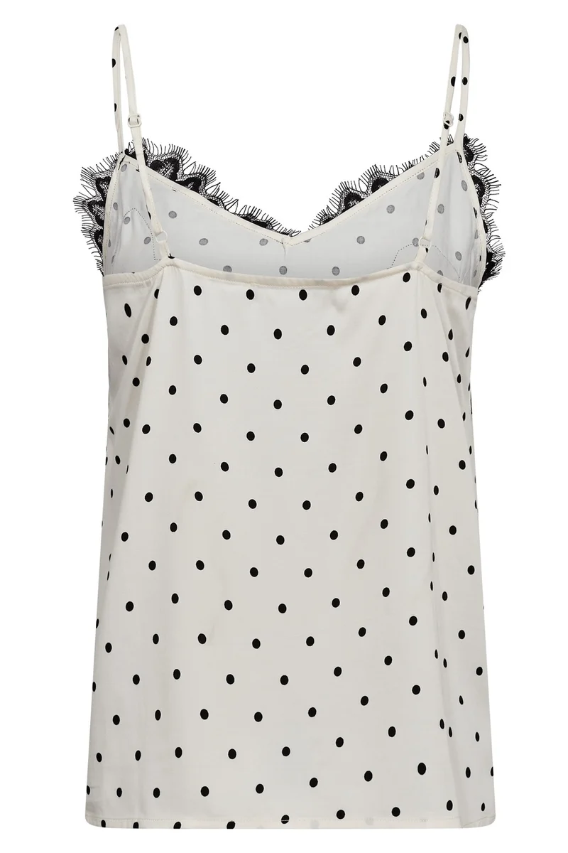 Amelicc Dot Lace Singlet | Off White | Top fra Co'Couture