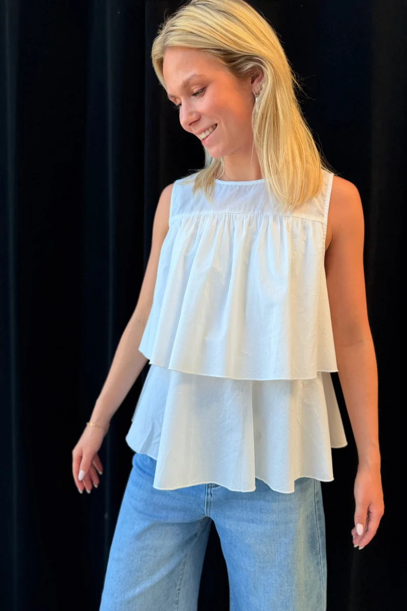 Fleur Frill Top | Hvid | Top fra Statebird