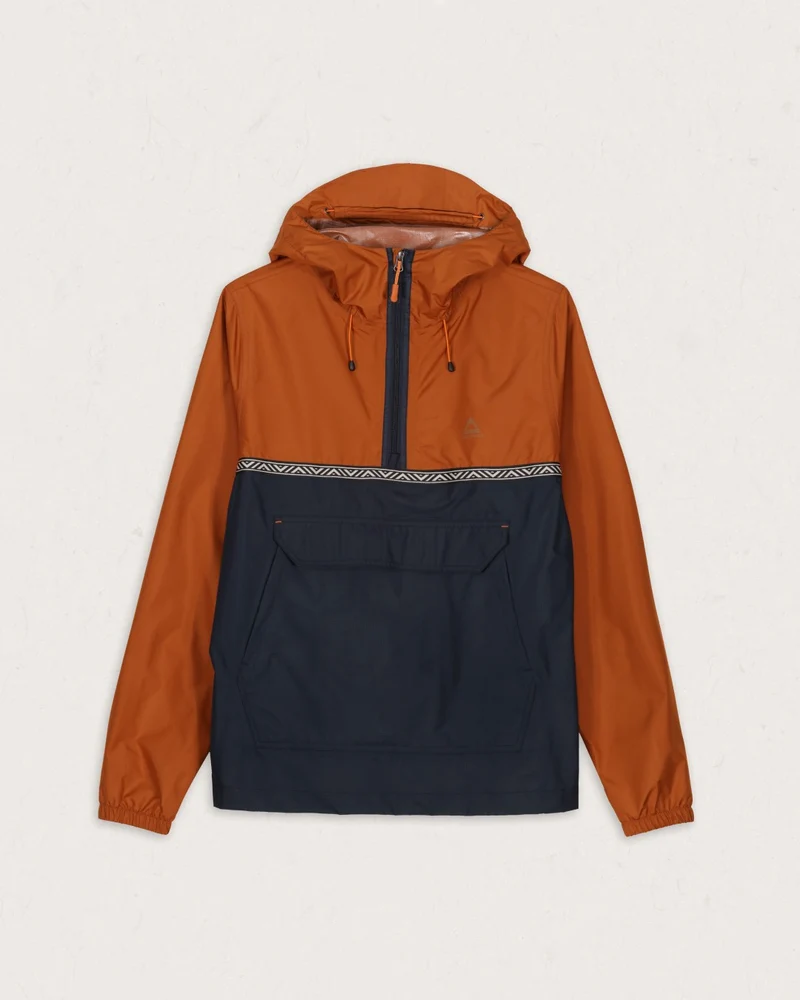 Flow 1/2 Zip wasserabweisende Jacke - Glasierter Ingwer/Tiefes Marineblau