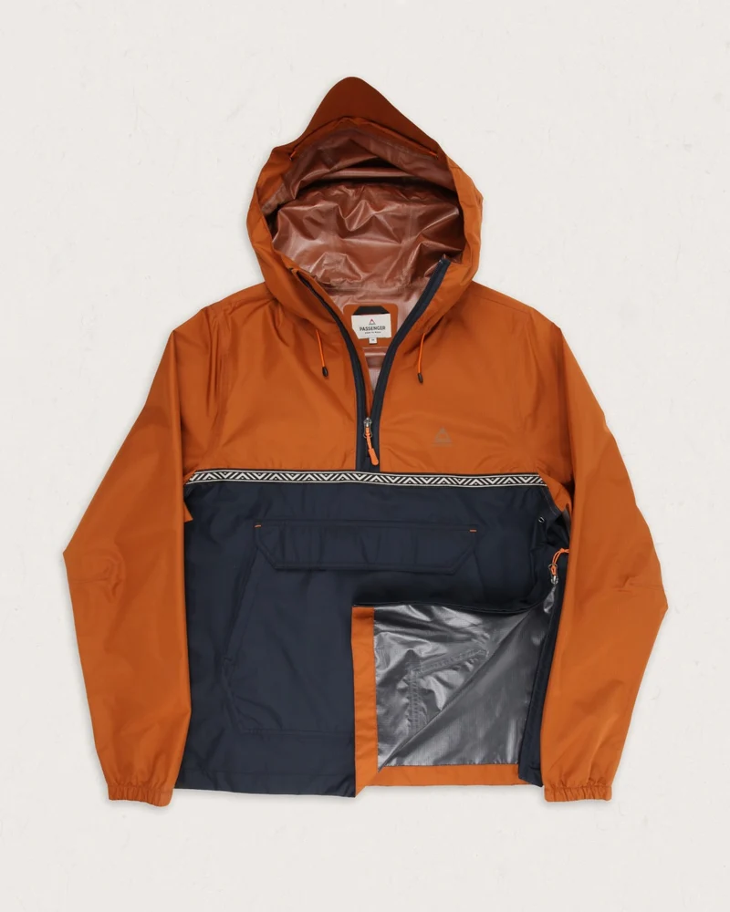 Flow 1/2 Zip wasserabweisende Jacke - Glasierter Ingwer/Tiefes Marineblau