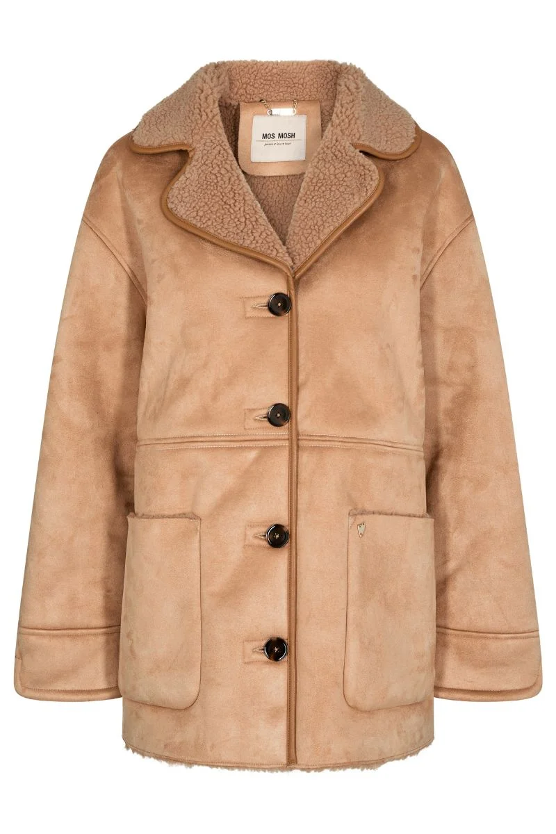Fiona Faux Shearling Jacket | Light Cognac | Jakke fra Mos Mosh