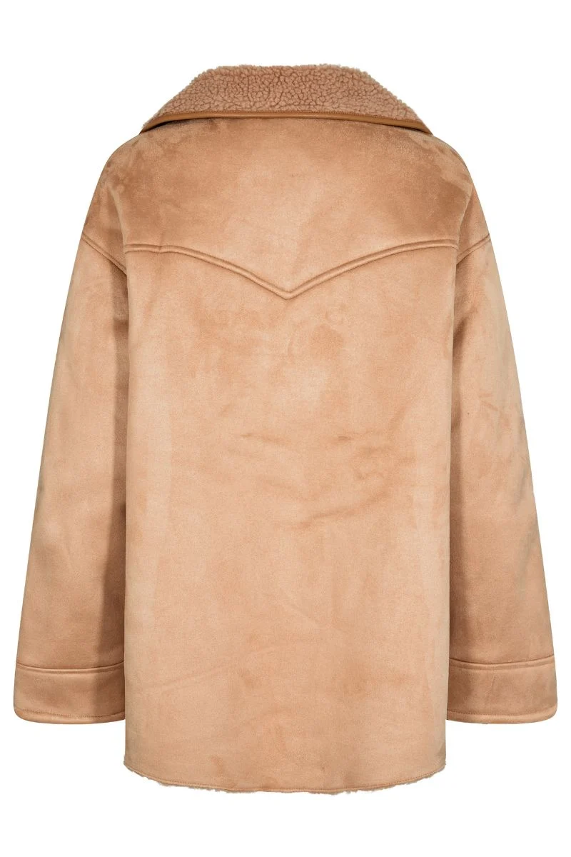 Fiona Faux Shearling Jacket | Light Cognac | Jakke fra Mos Mosh