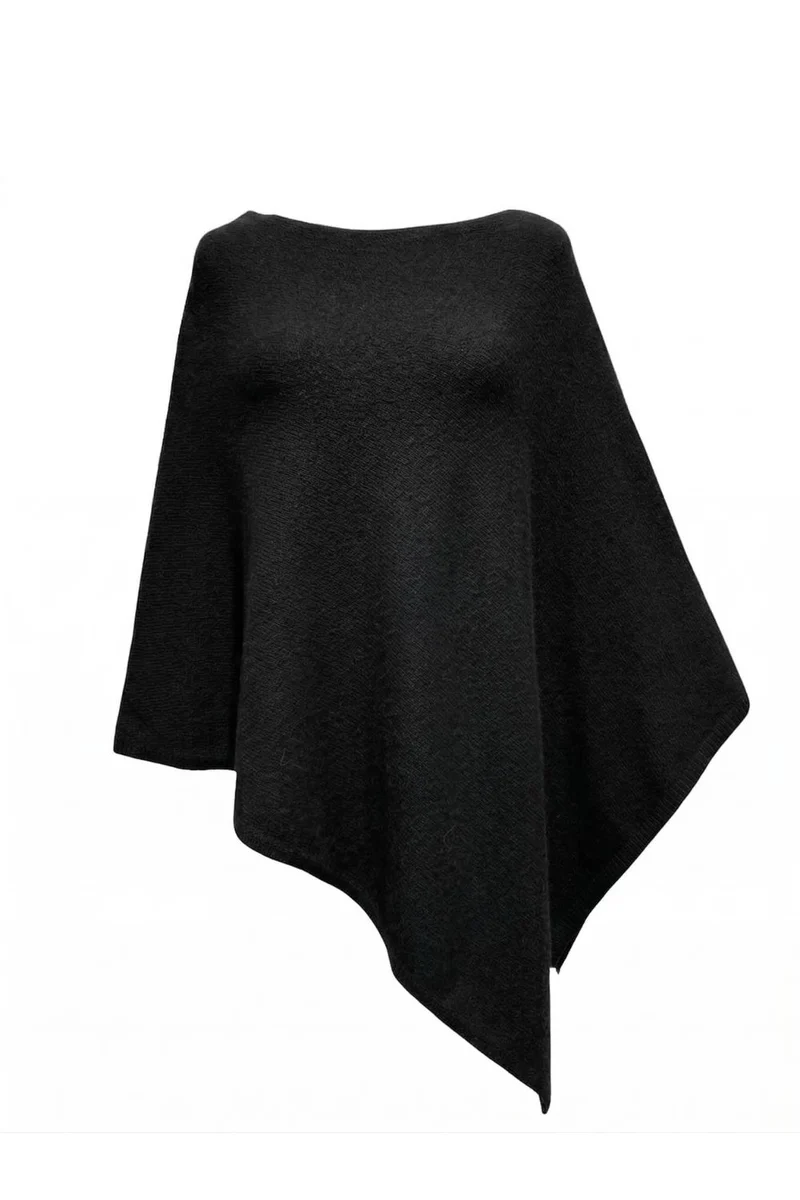 Cashmere Blend Cape | Black | Top fra Atelier C