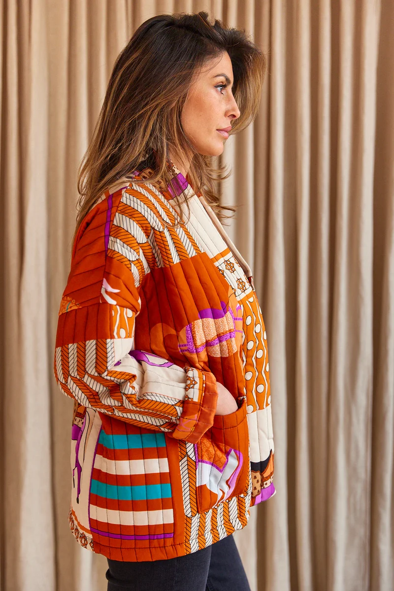 Luxe Mosaic Patchwork Jacket | Rust | Jakke fra Atelier C