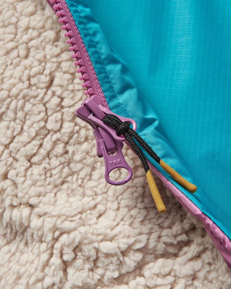 Roaming Sherpa Lined Surf-Poncho - Viridian Green/Orchid