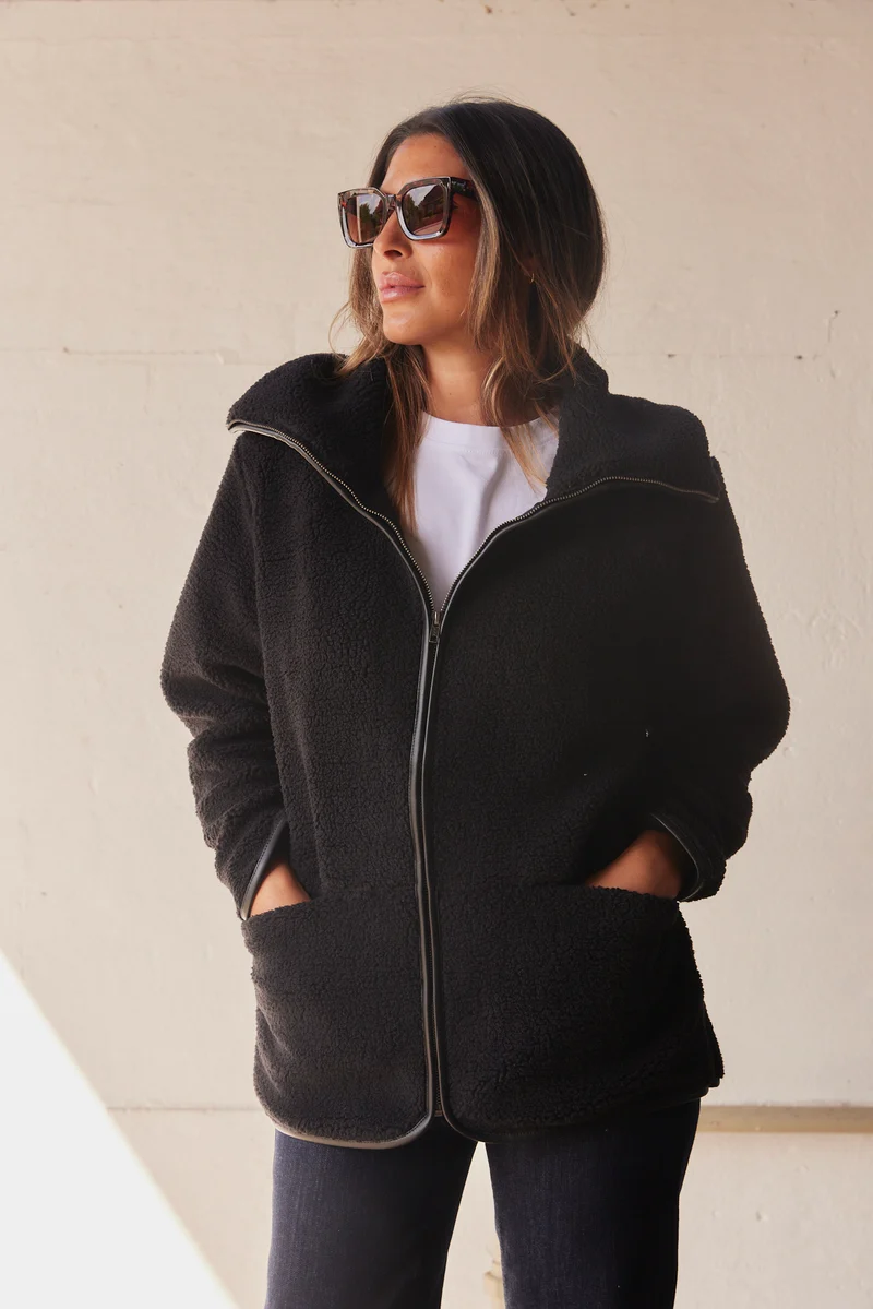 Bamie Teddy Zip | Sort | Jakke fra French Laundry