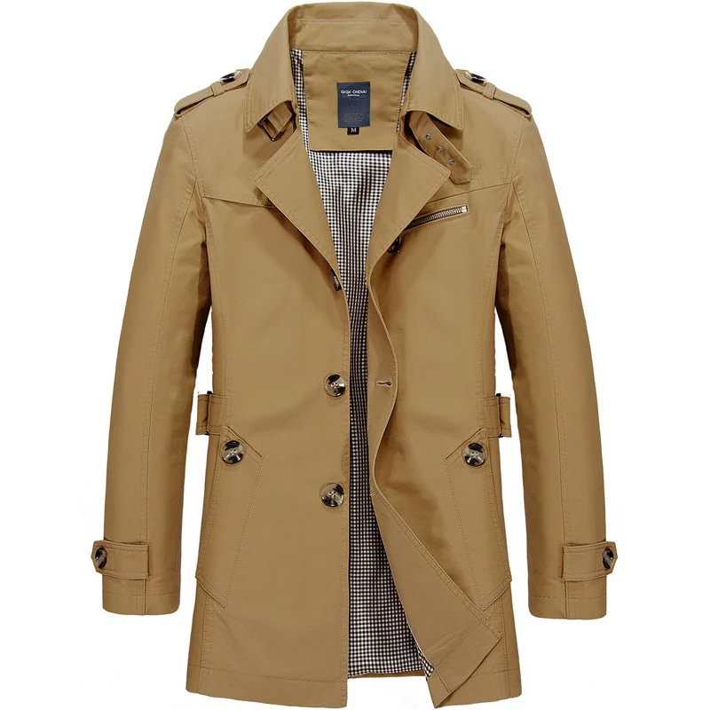 Herren Elegante Trenchcoat Jacke mit doppelter Knopfleiste Drune
