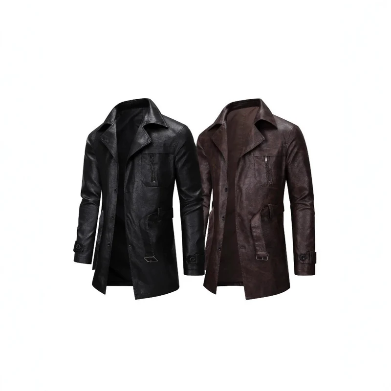 Herren Elegante Kunstlederjacke mit praktischen Taschen Drune